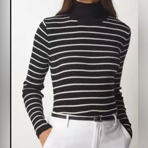 Heart Hips Black and White Striped Turtleneck Sweater
